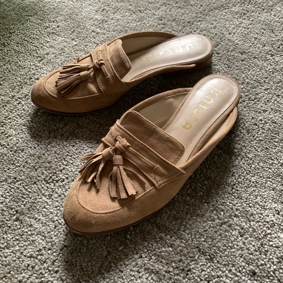 Shoes - Camel colored penny loafer mules